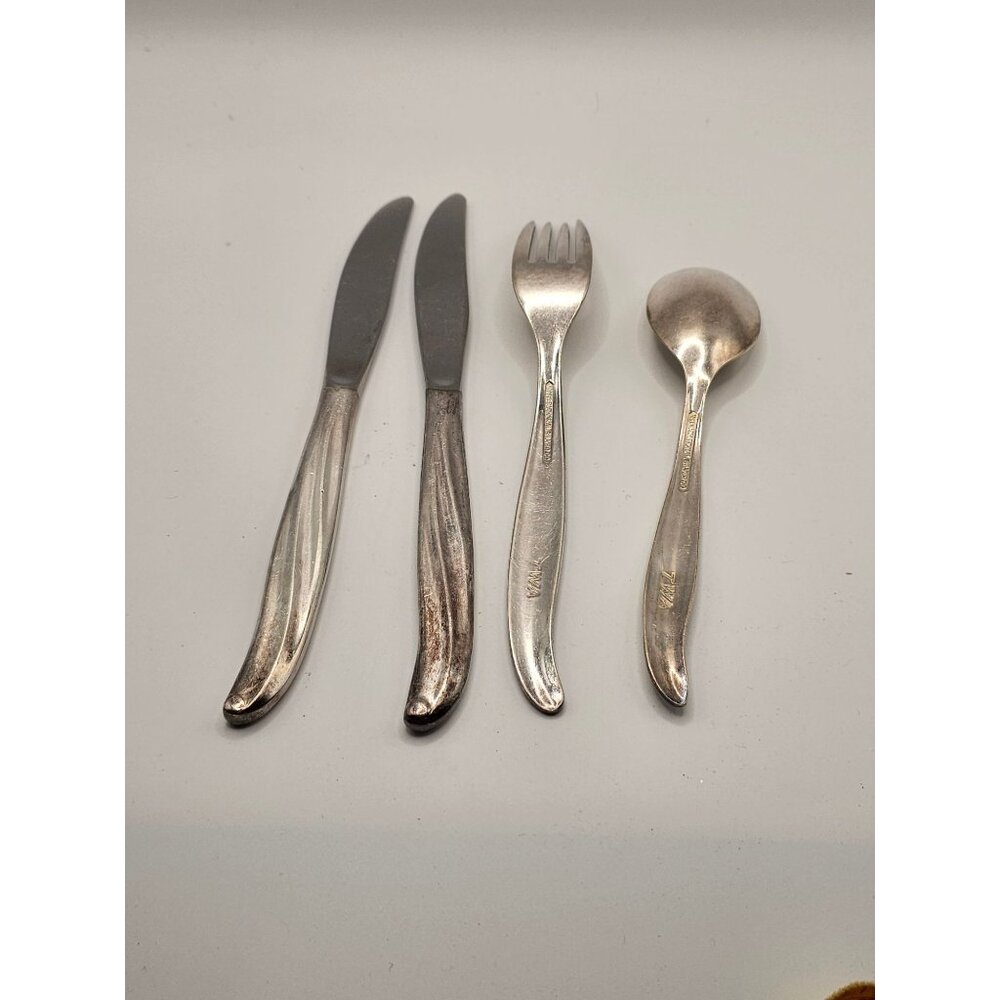 Vintage TWA Trans World Airlines In-Flight Flatware Set Of 4 International Silve - Picture 6 of 10